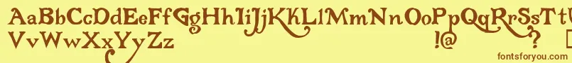 Gloriana Font – Brown Fonts on Yellow Background