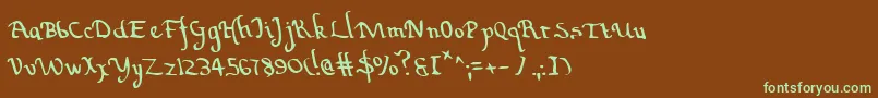 フォントValleyForgeLeftalic – 緑色の文字が茶色の背景にあります。