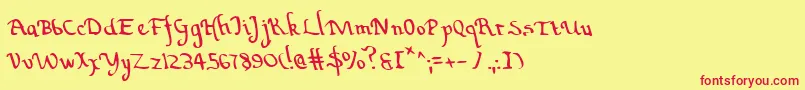フォントValleyForgeLeftalic – 赤い文字の黄色い背景