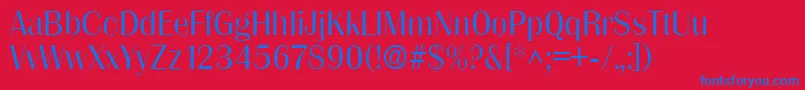 Fonte GrenoblelhRegular – fontes azuis em um fundo vermelho