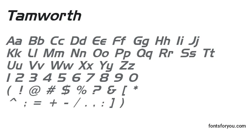 Schriftart Tamworth – Alphabet, Zahlen, spezielle Symbole