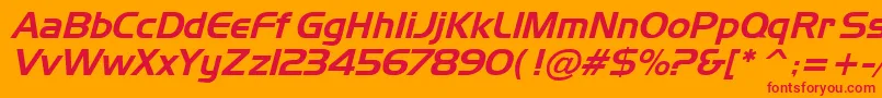 Tamworth-Schriftart – Rote Schriften auf orangefarbenem Hintergrund