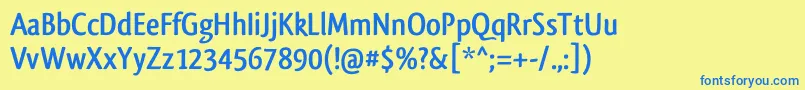 フォントQlassikboldTb – 青い文字が黄色の背景にあります。