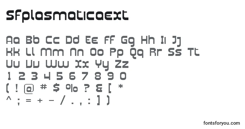 A fonte Sfplasmaticaext – alfabeto, números, caracteres especiais