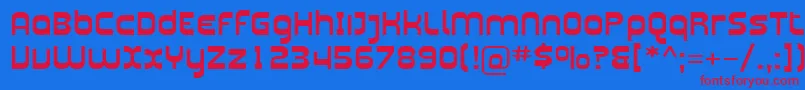 フォントSfplasmaticaext – 赤い文字の青い背景