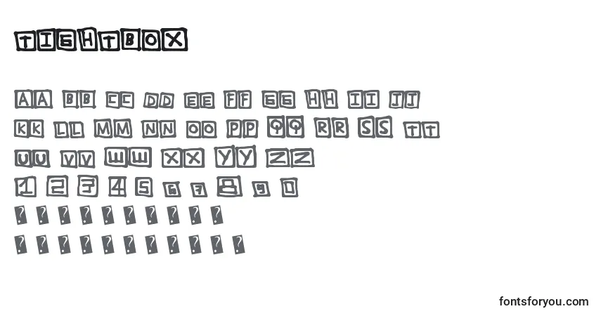 A fonte Tightbox – alfabeto, números, caracteres especiais
