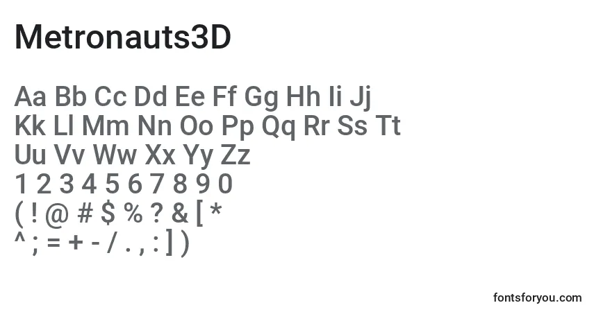 Schriftart Metronauts3D – Alphabet, Zahlen, spezielle Symbole
