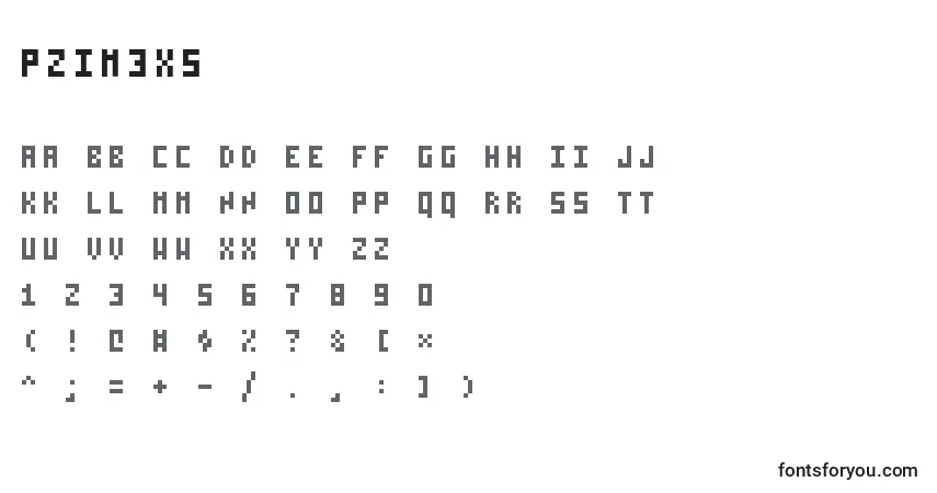 A fonte Pzim3x5 – alfabeto, números, caracteres especiais