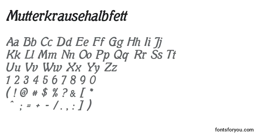 Шрифт Mutterkrausehalbfett – алфавит, цифры, специальные символы