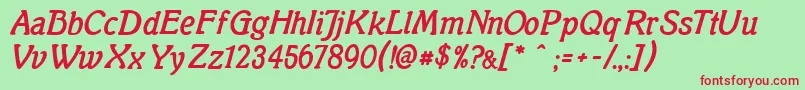 Mutterkrausehalbfett Font – Red Fonts on Green Background