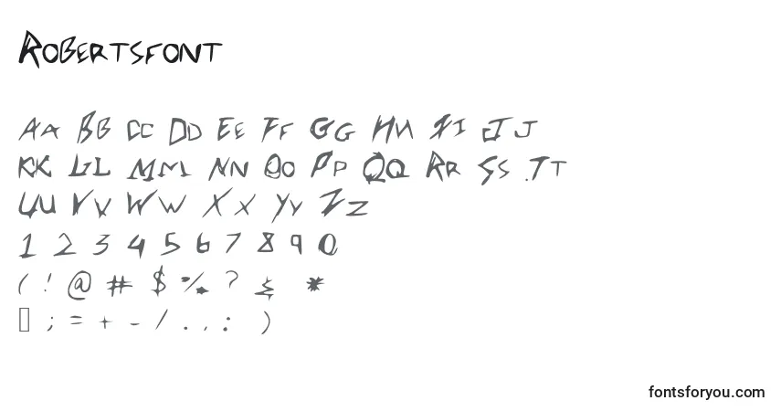 Czcionka Robertsfont – alfabet, cyfry, specjalne znaki