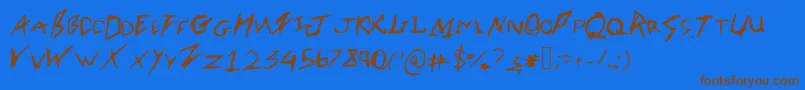 Fonte Robertsfont – fontes marrons em um fundo azul