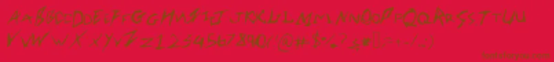 Robertsfont-Schriftart – Braune Schriften auf rotem Hintergrund