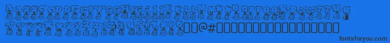 Fonte PopupfontioRegular – fontes pretas em um fundo azul