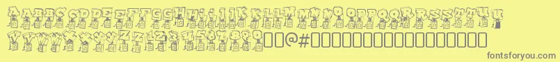 Fonte PopupfontioRegular – fontes cinzas em um fundo amarelo