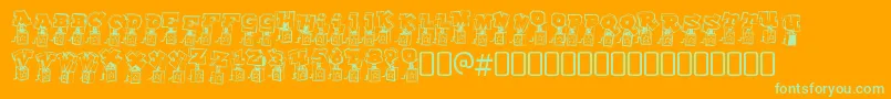 Fonte PopupfontioRegular – fontes verdes em um fundo laranja