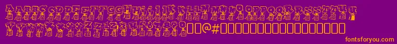 PopupfontioRegular-Schriftart – Orangefarbene Schriften auf violettem Hintergrund
