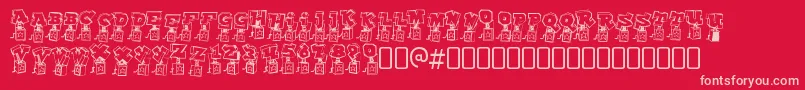 PopupfontioRegular-Schriftart – Rosa Schriften auf rotem Hintergrund