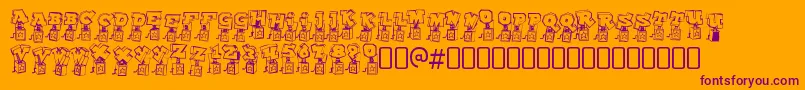 PopupfontioRegular-Schriftart – Violette Schriften auf orangefarbenem Hintergrund