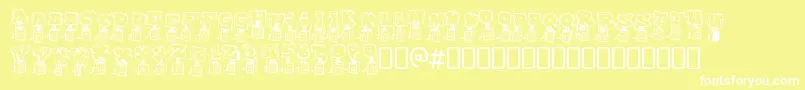 Fonte PopupfontioRegular – fontes brancas em um fundo amarelo