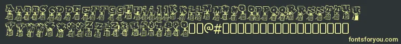 フォントPopupfontioRegular – 黒い背景に黄色の文字