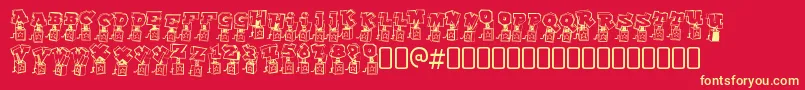 PopupfontioRegular-Schriftart – Gelbe Schriften auf rotem Hintergrund