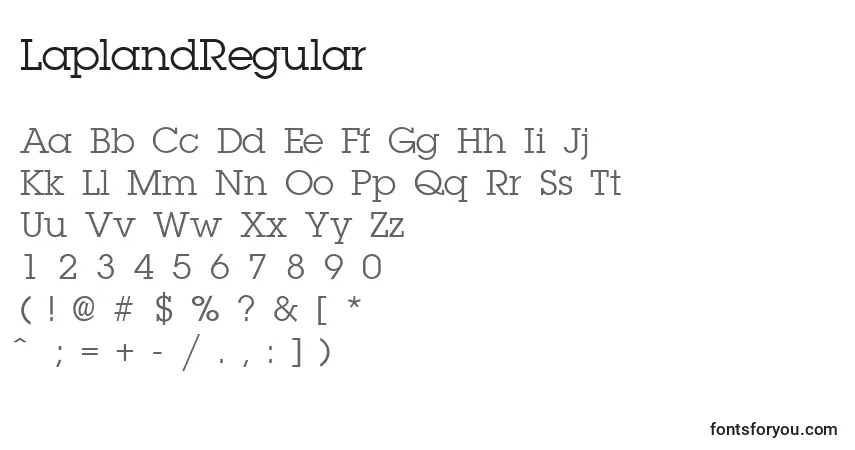 A fonte LaplandRegular – alfabeto, números, caracteres especiais