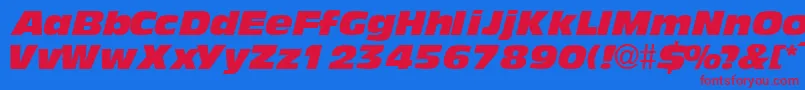 Fonte AndyblackdbItalic – fontes vermelhas em um fundo azul