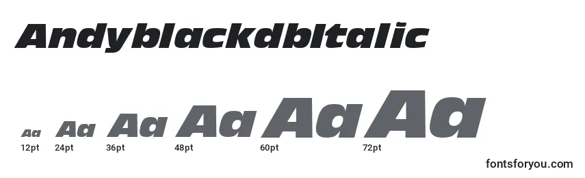 AndyblackdbItalic Font Sizes