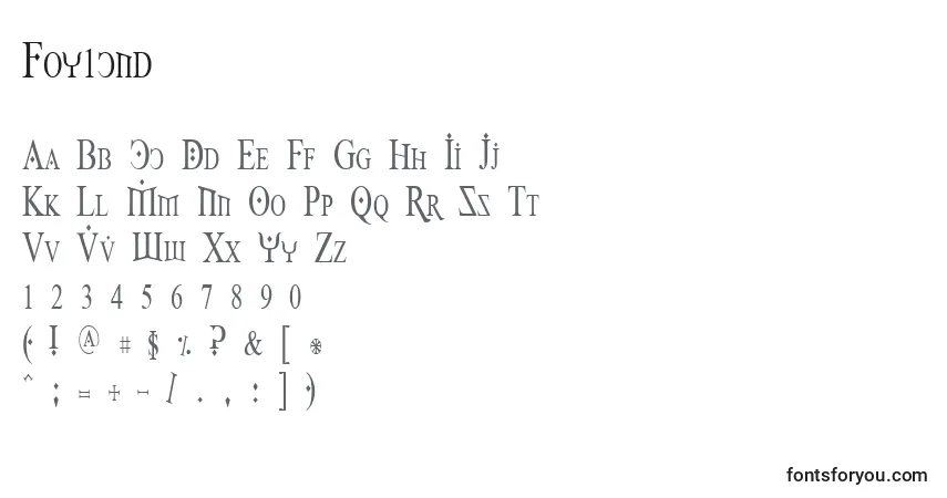 A fonte Foy1cnd – alfabeto, números, caracteres especiais