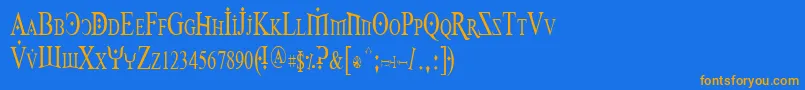 Foy1cnd Font – Orange Fonts on Blue Background