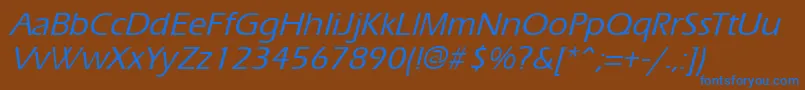 ErgoemildItalic Font – Blue Fonts on Brown Background