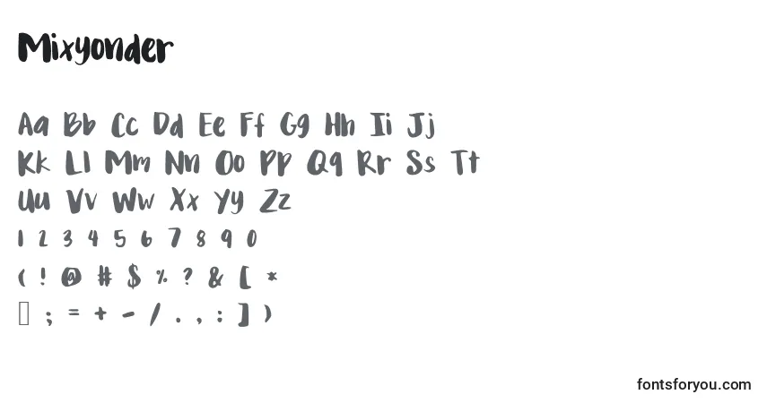 A fonte Mixyonder – alfabeto, números, caracteres especiais