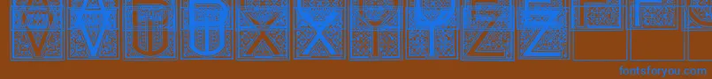 Czcionka MosaicI – niebieskie czcionki na brązowym tle