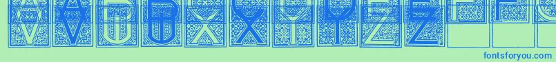 MosaicI Font – Blue Fonts on Green Background
