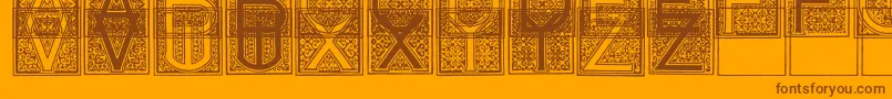 MosaicI-Schriftart – Braune Schriften auf orangefarbenem Hintergrund