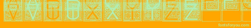 MosaicI-fontti – vihreät fontit oranssilla taustalla