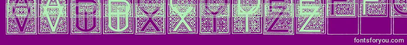 MosaicI-fontti – vihreät fontit violetilla taustalla