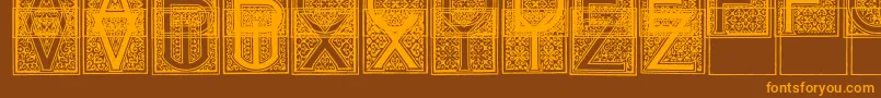 MosaicI-fontti – oranssit fontit ruskealla taustalla