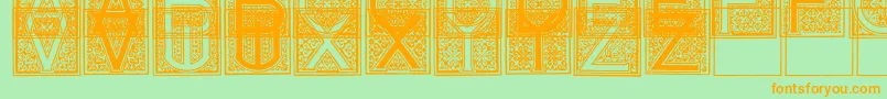 MosaicI-fontti – oranssit fontit vihreällä taustalla
