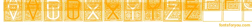 MosaicI-Schriftart – Orangefarbene Schriften auf weißem Hintergrund
