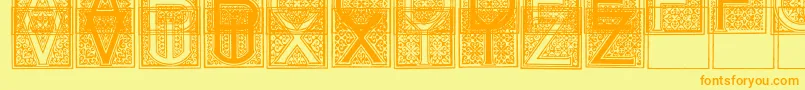 MosaicI-fontti – oranssit fontit keltaisella taustalla