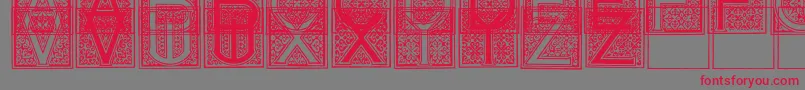 MosaicI-fontti – punaiset fontit harmaalla taustalla
