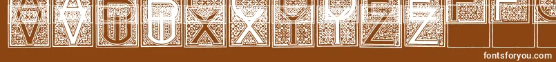 MosaicI-Schriftart – Weiße Schriften auf braunem Hintergrund