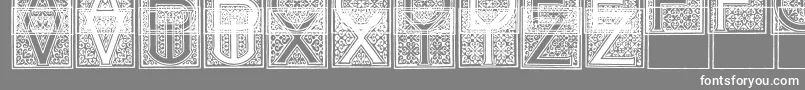 MosaicI-fontti – valkoiset fontit harmaalla taustalla