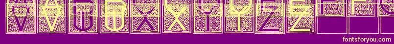 MosaicI-Schriftart – Gelbe Schriften auf violettem Hintergrund