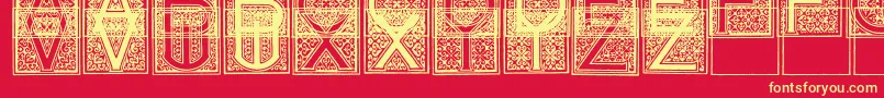 MosaicI-fontti – keltaiset fontit punaisella taustalla