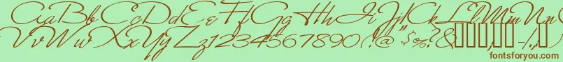 Fonte MonikaItalic – fontes marrons em um fundo verde