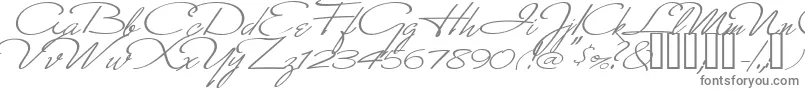 MonikaItalic-fontti – harmaat kirjasimet valkoisella taustalla