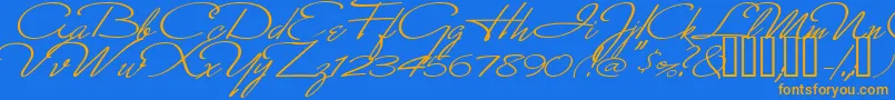 MonikaItalic Font – Orange Fonts on Blue Background
